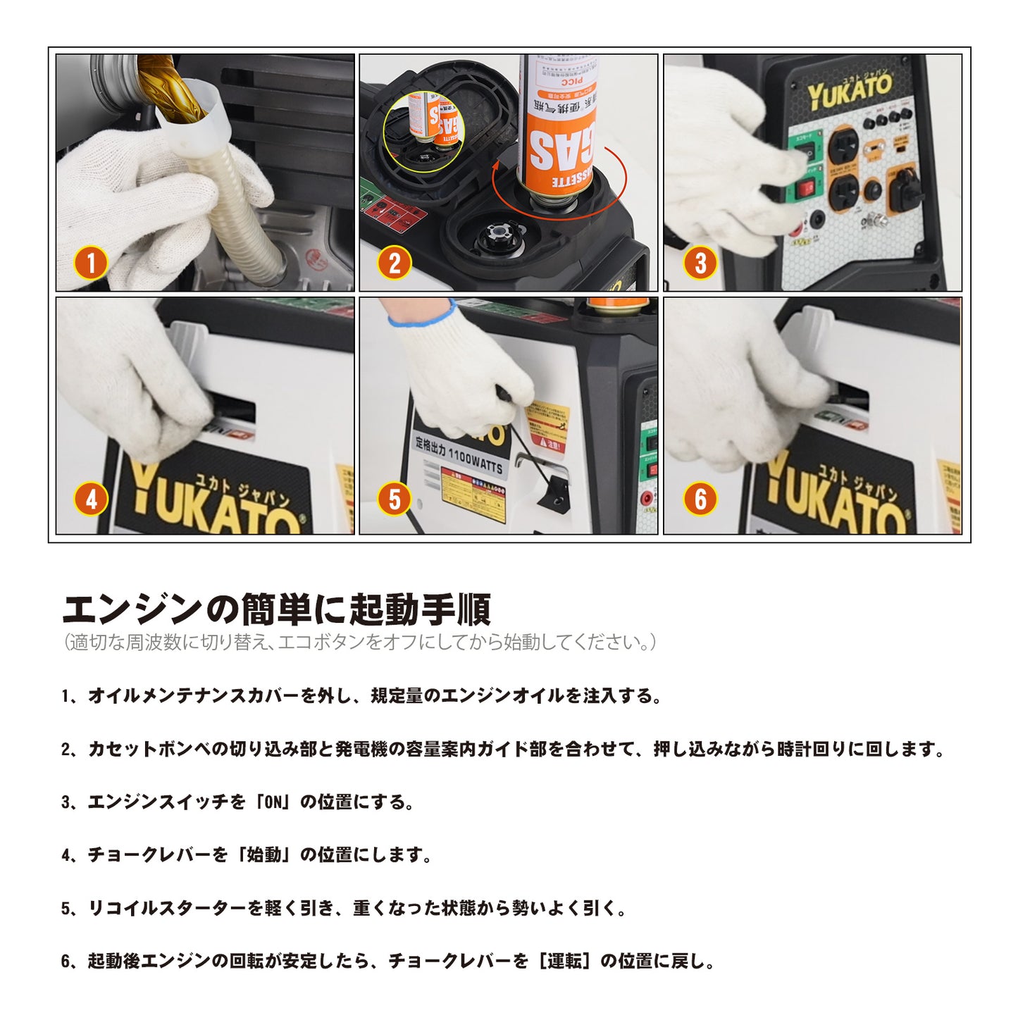 新しく生まれ変わりました !! YUKATO カセットボンベ式発電機 BS12iG 定格出力1.1kVA