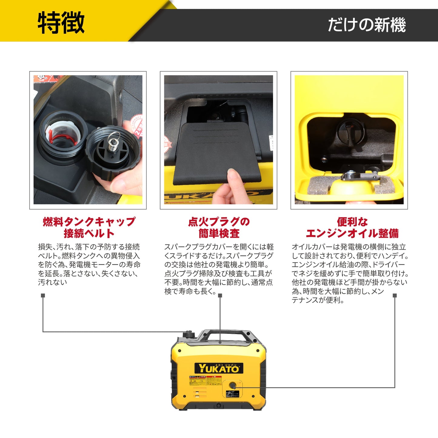 YUKATO BS16i インバーター発電機 1600W