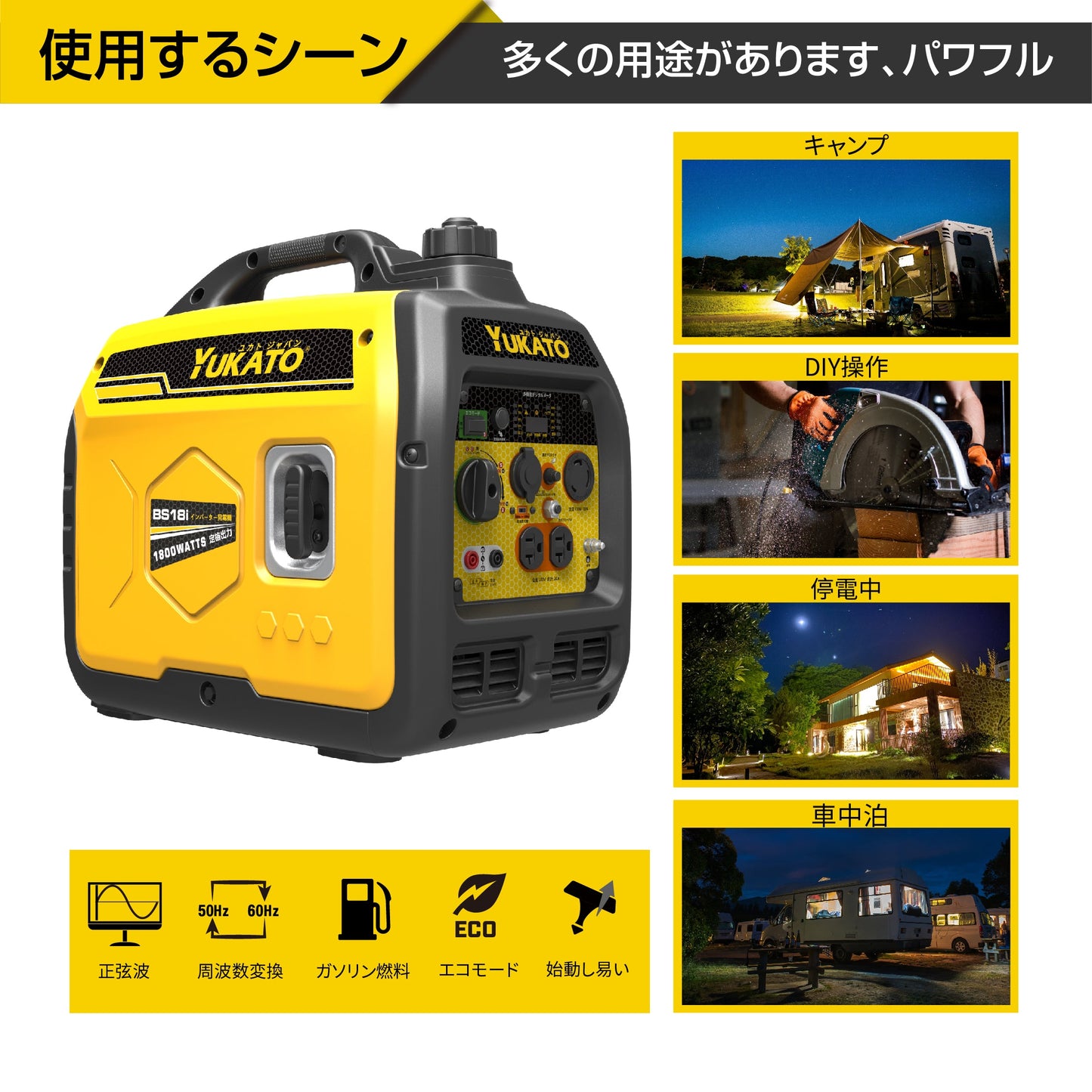 YUKATO BS25i インバーター発電機 2500W