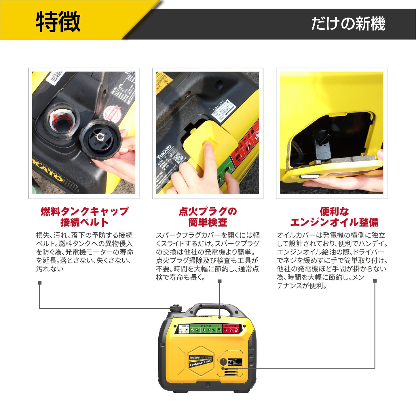 YUKATO BS25i インバーター発電機 2500W