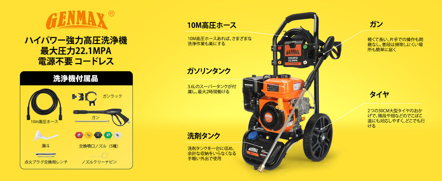 GENMAX エンジン式高圧洗浄機 GPW3200JP