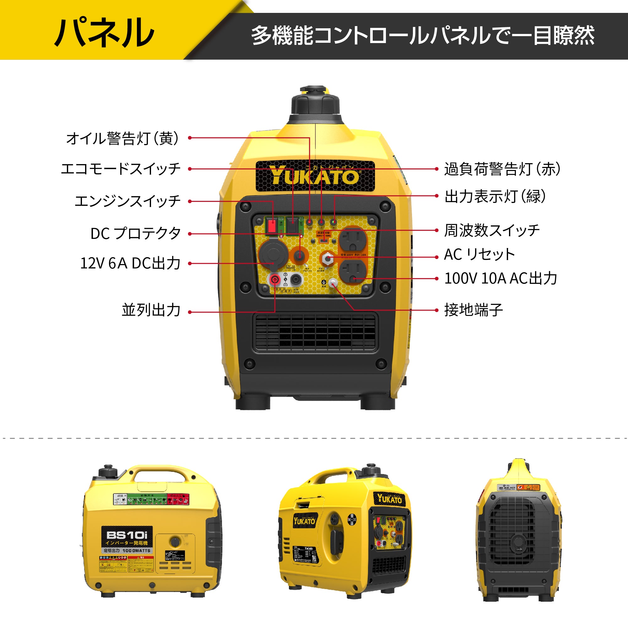 YUKATO BS10i インバーター発電機 1000W – YUKATOジャパン公式サイト