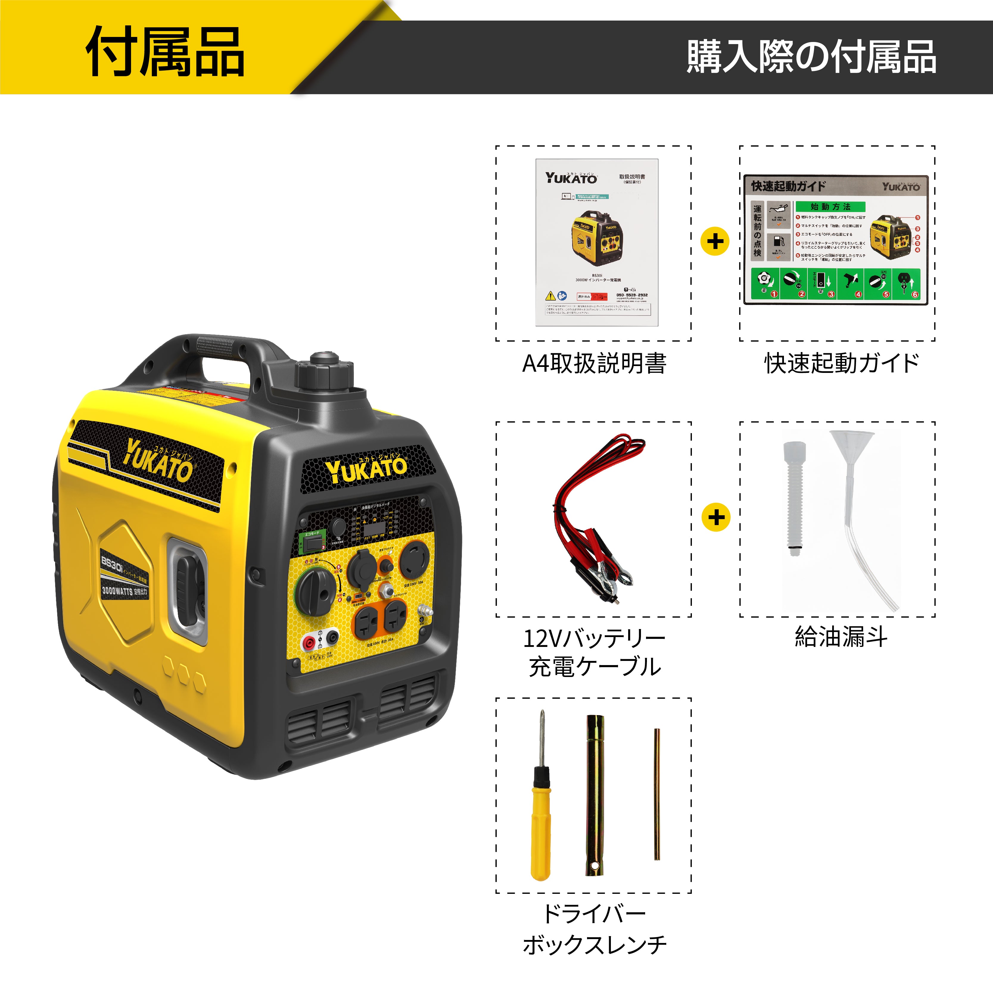YUKATO BS30i インバーター発電機 3000W – YUKATOジャパン公式サイト